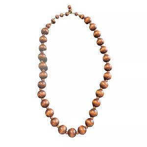 Long Length Chunky Faux Wooden Beaded Necklace Bohemian Fashion Jewelry